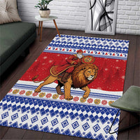 Armenia Christmas Area Rug Santa Riding Lion - Wonder Print Shop
