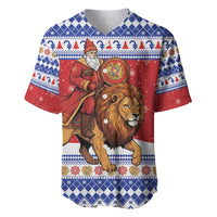 Armenia Christmas Baseball Jersey Santa Riding Lion - Wonder Print Shop