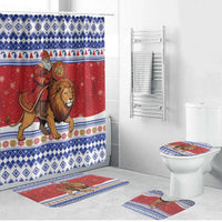 Armenia Christmas Bathroom Set Santa Riding Lion - Wonder Print Shop