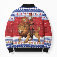 Armenia Christmas Bomber Puffer Jacket Santa Riding Lion - Wonder Print Shop