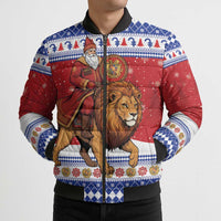 Armenia Christmas Bomber Puffer Jacket Santa Riding Lion - Wonder Print Shop