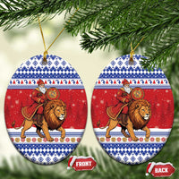 Armenia Christmas Ceramic Ornament Santa Riding Lion - Wonder Print Shop