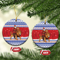 Armenia Christmas Ceramic Ornament Santa Riding Lion - Wonder Print Shop