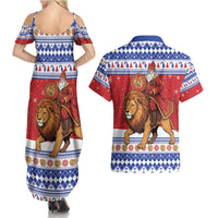 Armenia Christmas Couples Matching Summer Maxi Dress and Hawaiian Shirt Santa Riding Lion - Wonder Print Shop
