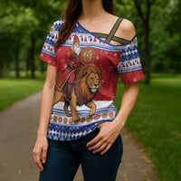 Armenia Christmas Cross Shoulder Shirt Santa Riding Lion - Wonder Print Shop