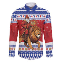 Armenia Christmas Family Matching Long Sleeve Bodycon Dress and Hawaiian Shirt Santa Riding Lion - Wonder Print Shop