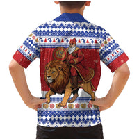 Armenia Christmas Family Matching Mermaid Dress and Hawaiian Shirt Santa Riding Lion - Wonder Print Shop