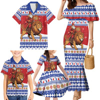 Armenia Christmas Family Matching Mermaid Dress and Hawaiian Shirt Santa Riding Lion - Wonder Print Shop