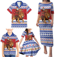 Armenia Christmas Family Matching Puletasi and Hawaiian Shirt Santa Riding Lion - Wonder Print Shop