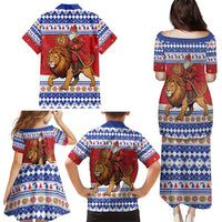 Armenia Christmas Family Matching Puletasi and Hawaiian Shirt Santa Riding Lion - Wonder Print Shop