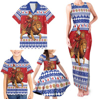 Armenia Christmas Family Matching Tank Maxi Dress and Hawaiian Shirt Santa Riding Lion - Wonder Print Shop
