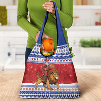 Armenia Christmas Grocery Bag Santa Riding Lion - Wonder Print Shop
