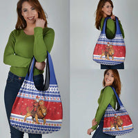 Armenia Christmas Grocery Bag Santa Riding Lion - Wonder Print Shop