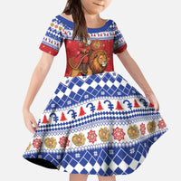 Armenia Christmas Kid Short Sleeve Dress Santa Riding Lion - Wonder Print Shop