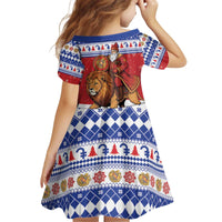Armenia Christmas Kid Short Sleeve Dress Santa Riding Lion - Wonder Print Shop