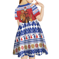 Armenia Christmas Kid Short Sleeve Dress Santa Riding Lion - Wonder Print Shop