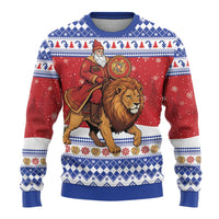 Armenia Christmas Ugly Christmas Sweater Santa Riding Lion - Wonder Print Shop