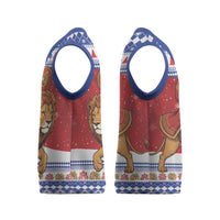 Armenia Christmas Knitted V-Neck Vest Santa Riding Lion - Wonder Print Shop