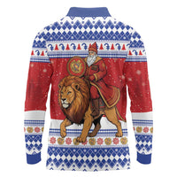 Armenia Christmas Long Sleeve Polo Shirt Santa Riding Lion - Wonder Print Shop
