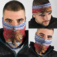 Armenia Christmas Neck Gaiter Santa Riding Lion - Wonder Print Shop