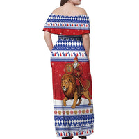 Armenia Christmas Off Shoulder Maxi Dress Santa Riding Lion - Wonder Print Shop