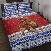 Armenia Christmas Quilt Bed Set Santa Riding Lion - Wonder Print Shop