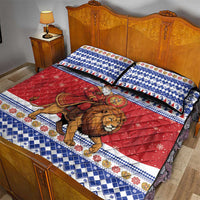 Armenia Christmas Quilt Bed Set Santa Riding Lion - Wonder Print Shop