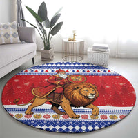 Armenia Christmas Round Carpet Santa Riding Lion - Wonder Print Shop