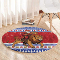 Armenia Christmas Round Carpet Santa Riding Lion - Wonder Print Shop