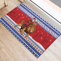 Armenia Christmas Rubber Doormat Santa Riding Lion - Wonder Print Shop
