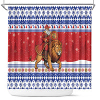 Armenia Christmas Shower Curtain Santa Riding Lion - Wonder Print Shop