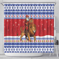 Armenia Christmas Shower Curtain Santa Riding Lion - Wonder Print Shop