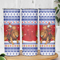 Armenia Christmas Skinny Tumbler Santa Riding Lion - Wonder Print Shop