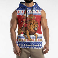 Armenia Christmas Sleeveless Hoodie Santa Riding Lion - Wonder Print Shop