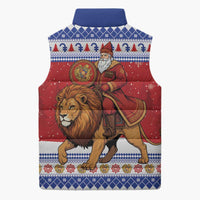 Armenia Christmas Sleeveless Puffer Jacket Santa Riding Lion - Wonder Print Shop