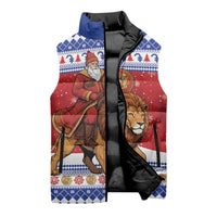 Armenia Christmas Sleeveless Puffer Jacket Santa Riding Lion - Wonder Print Shop