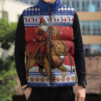 Armenia Christmas Sleeveless Puffer Jacket Santa Riding Lion - Wonder Print Shop