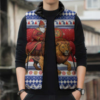 Armenia Christmas Sleeveless Puffer Jacket Santa Riding Lion - Wonder Print Shop