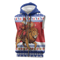 Armenia Christmas Sleeveless Zip Hoodie Santa Riding Lion - Wonder Print Shop