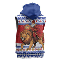 Armenia Christmas Sleeveless Zip Hoodie Santa Riding Lion - Wonder Print Shop