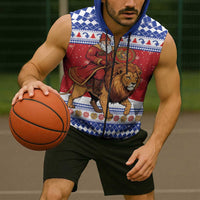Armenia Christmas Sleeveless Zip Hoodie Santa Riding Lion - Wonder Print Shop