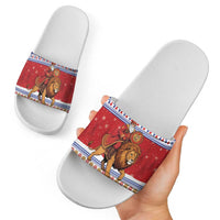 Armenia Christmas Slide Sandals Santa Riding Lion - Wonder Print Shop