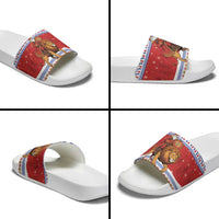 Armenia Christmas Slide Sandals Santa Riding Lion - Wonder Print Shop