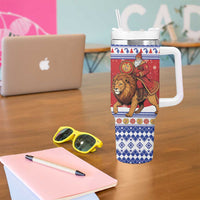 Armenia Christmas Tumbler With Handle Santa Riding Lion - Wonder Print Shop