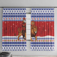 Armenia Christmas Window Curtain Santa Riding Lion - Wonder Print Shop