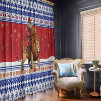 Armenia Christmas Window Curtain Santa Riding Lion - Wonder Print Shop