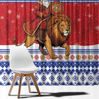 Armenia Christmas Window Curtain Santa Riding Lion - Wonder Print Shop