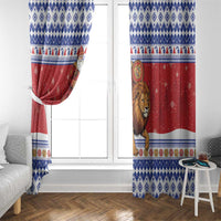 Armenia Christmas Window Curtain Santa Riding Lion - Wonder Print Shop