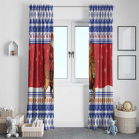 Armenia Christmas Window Curtain Santa Riding Lion - Wonder Print Shop
