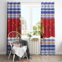 Armenia Christmas Window Curtain Santa Riding Lion - Wonder Print Shop